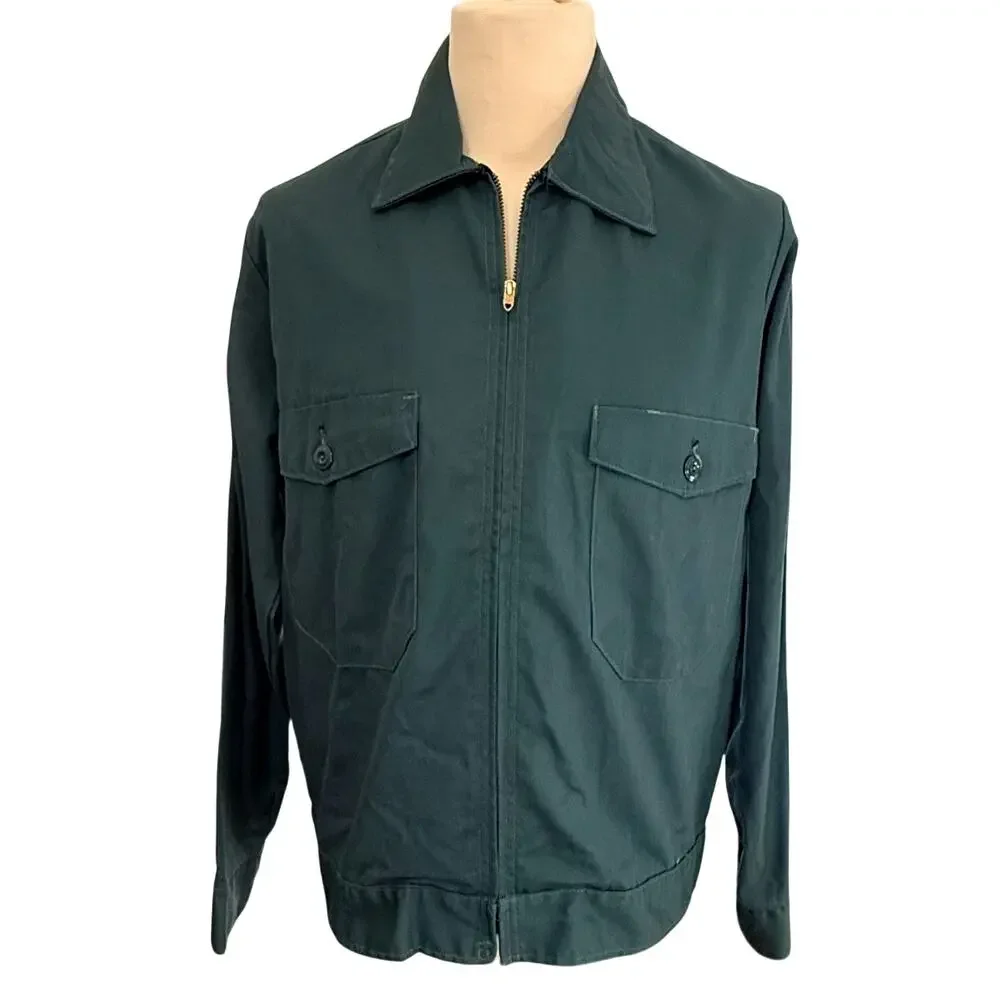 VTG 70s Setlowear Work Jacket Mens M L Green Utility Military Space Mission USA